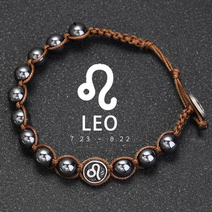 Hand Knitted 12 Zodiac Bracelets Hematite Stainless Steel Leo Libra Bracelet Couples Friendship Gifts Bracelets Jewelry