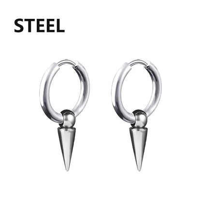 2PC Punk stainless steel Small Hoop Earrings for Men and Women Gothic Cross Ear Ring Pop Hip Hop Piercing Ear studs Jewelry