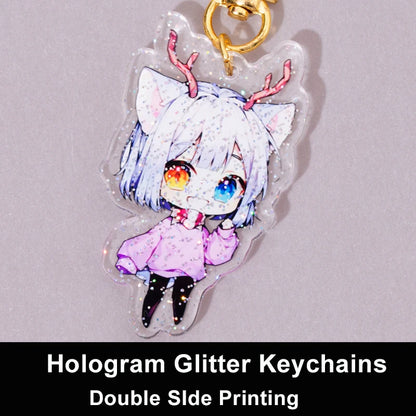Custom Keychains Cartoon Llavero Key Chain Photo Customized Anime Charms Hologram Clear Acrylic Personalized Designer Keychains