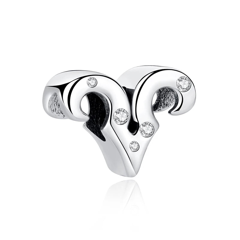 Original 925 Sterling Silver Charms Beads 12 Zodiac A-Z Letters Virgo Aries Fit Brand Bracelets Necklaces Jewelry For Women