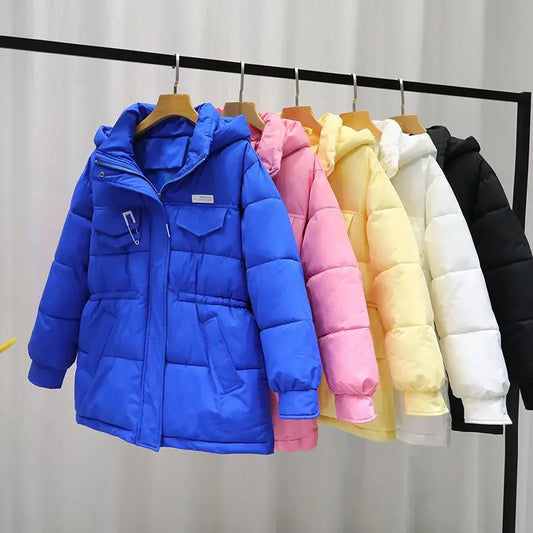 2026 New Women Down Cotton Coat Winter Jacket Female  Mid Length Version Loose Outwear Thick Warm Parkas Hooded Outcoat