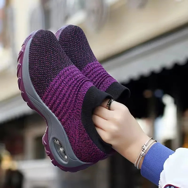 Summer Women Sneakers Thin Woven Mesh Breathable Casual Shoes 2025 New Hiking Thick Soled Shoes for Women Zapatillas De Mujer