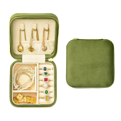 TAIMY Luxury Velvet Jewelry Box Mini Portable Travel Personalise Custom Logo Jewellery Box Square Ring Earrings Storage Case