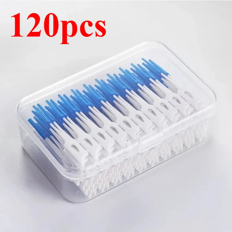 40-400pcs Silicone Interdental Brushes Toothpicks Brushes Between Teeth Silicone Toothpicks With Thread Oral Cleaning Tools