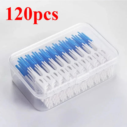 40-400pcs Silicone Interdental Brushes Toothpicks Brushes Between Teeth Silicone Toothpicks With Thread Oral Cleaning Tools