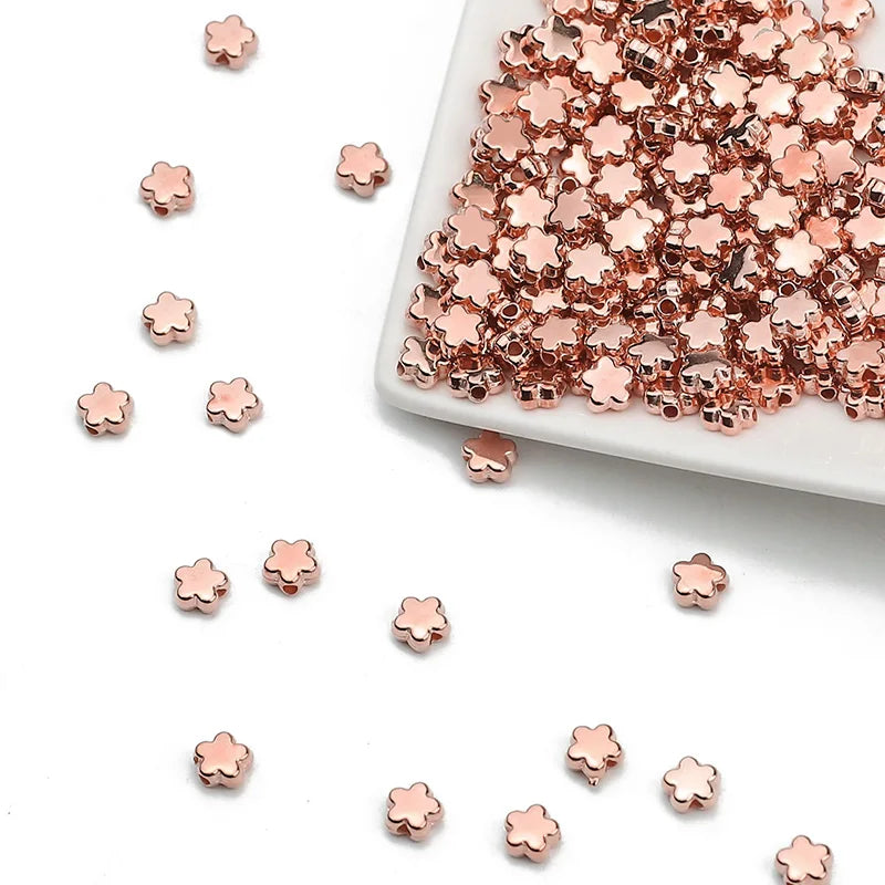 100-400pcs Gold Color Beads 4mm 6mm CCB Cube Crown Heart Pendant Star Spacer Loose Beads for Love Jewelry Making Bracelets DIY S