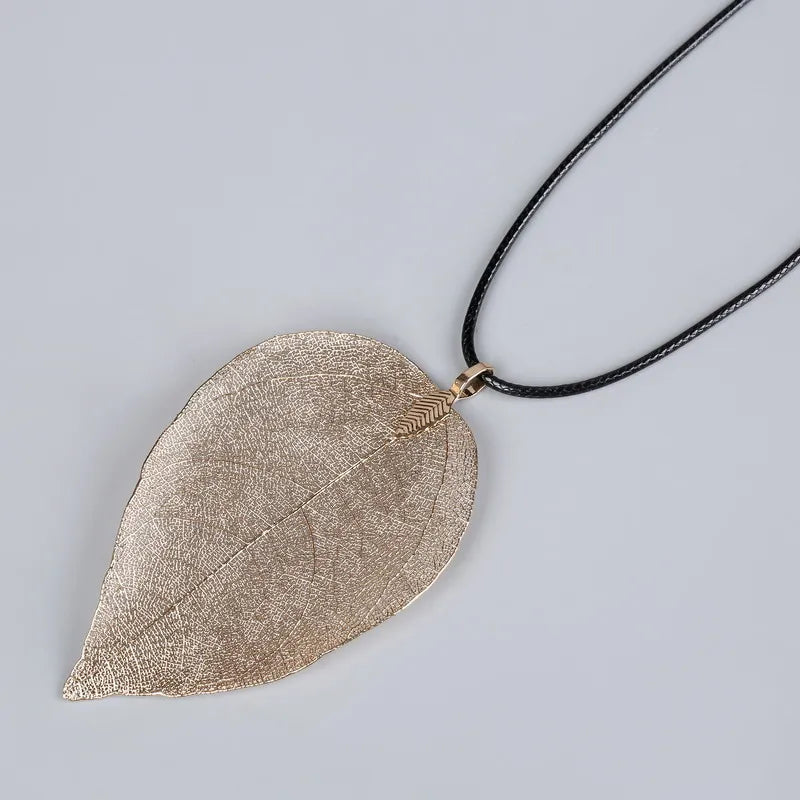 Fashion Unique Natural Real Leaf Choker Pendant Necklace For Women True Leaves Shape Filigree Wedding Necklace Jewelry Gift