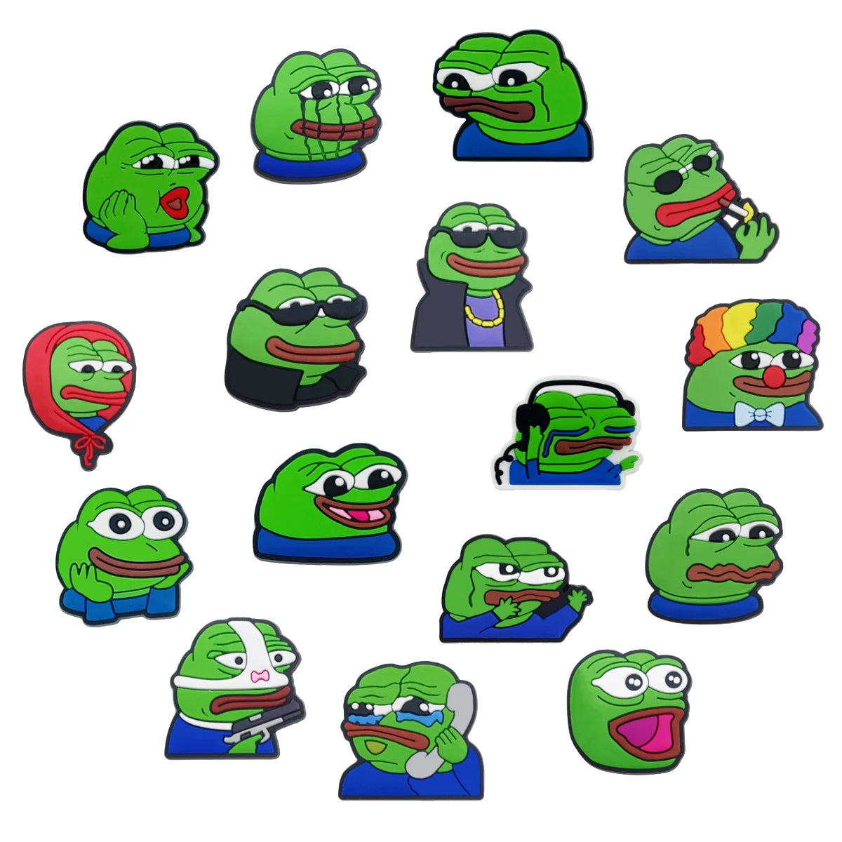 New Arrivals 1Pcs Sad Frog Shoe Charms for Crocs Accessories Decoration Shoe Pin Bracelet Wristband Adult Party Gifts
