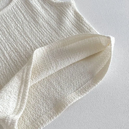 New Arrival Korean Style Solid Baby Gauze Homewear Children Breathable Loose Sleeveless Tank Tops + Shorts 2Pcs Thin Pajamas Set
