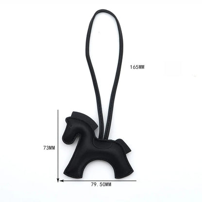 2025 New Fashion Bag Accessories Horse Keychain With Strings Rope All-around PU Leather Tiny Horse Embellishment For Female Gift