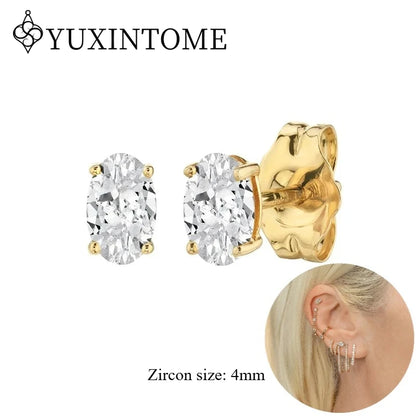 925 Sterling Silver Ear needles Crystal Zircon Small studs Earrings for Women gold-plated round Piercing Earrings New in 2022