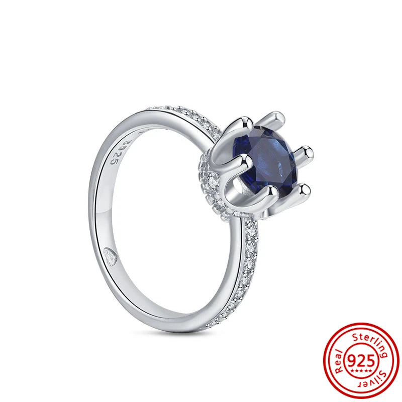 New 925 Sterling Silver Shiny Classic Square Crown Heart-shaped Ring Exquisite Luxury Charm Jewelry Holiday Surprise Gifts