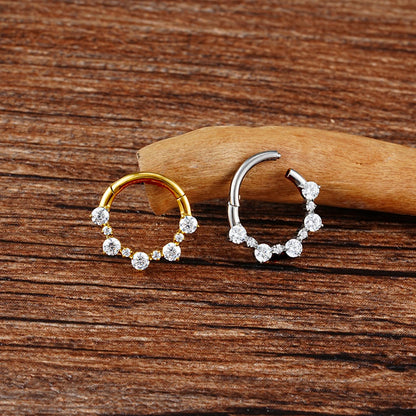 Right Grand ASTM F136 Titanium 16G Hinged Daith Earring Segment Hoop 8mm/10mm CZ Septum Clicker Nose Ring Piercing Body Jewelry