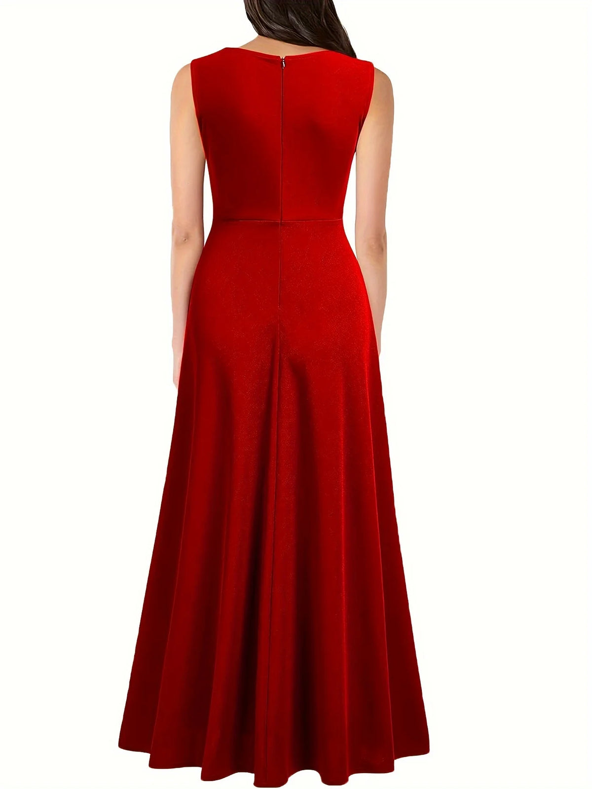 Womens Sexy Deep Neck High Split Sleeveless Formal Cocktail Party Floor Length Evening Long A-Line Wrap Maxi Dress