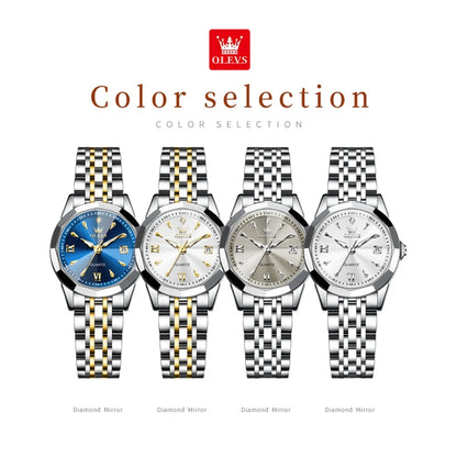 OLEVS 9998 Women Watch Luxury Original Quartz Fashion Brand Diamond Waterproof Luminous Wristwatch Calendar Window Elegance Design For Women
