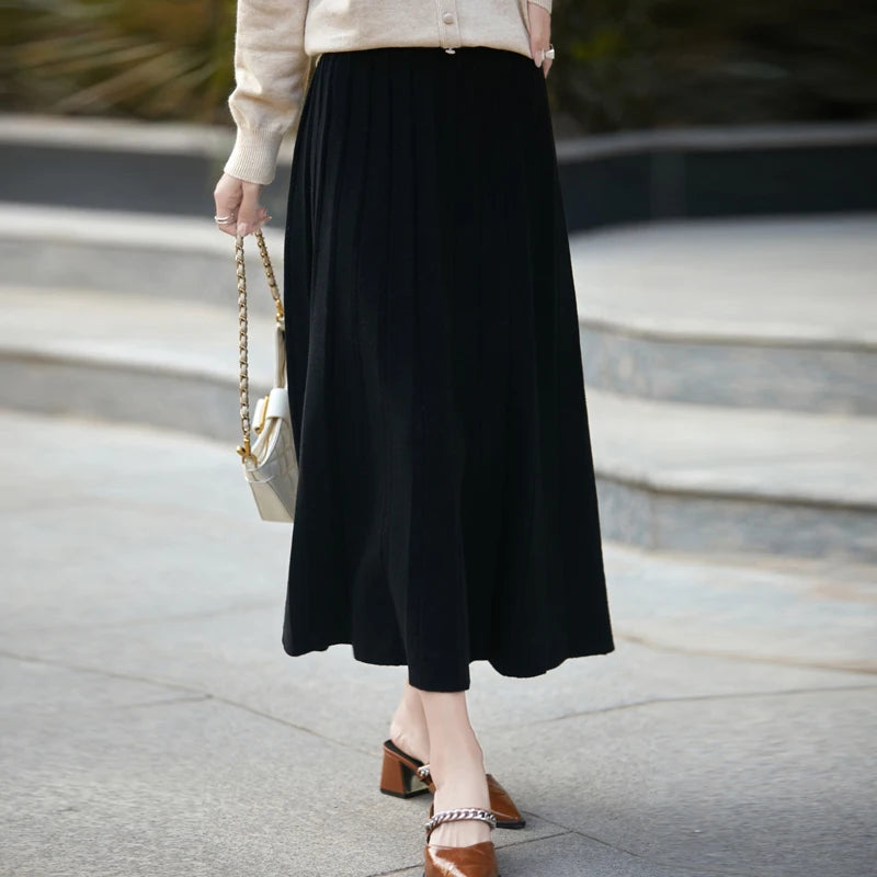 Autumn And Winter New 100% Pure Wool Hip Skirt Fashion Sexy Slim Skirt High Waist Cashmere Knit Skirt