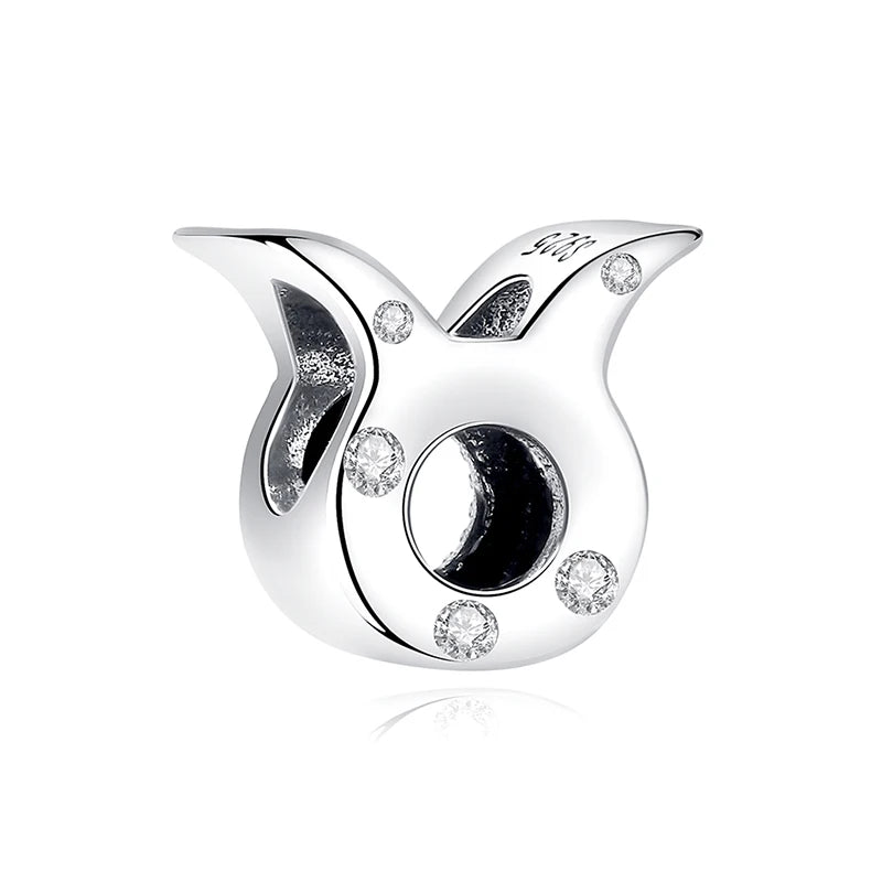 Original 925 Sterling Silver Charms Beads 12 Zodiac A-Z Letters Virgo Aries Fit Brand Bracelets Necklaces Jewelry For Women