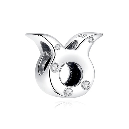 Original 925 Sterling Silver Charms Beads 12 Zodiac A-Z Letters Virgo Aries Fit Brand Bracelets Necklaces Jewelry For Women