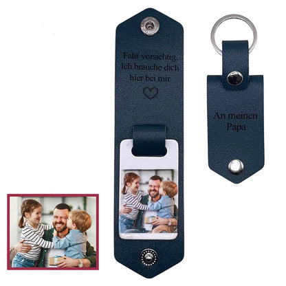 Leather Keychain Photo UV Color Printing Custom KeyChain Personalized Text Engraved Calendar Date Customized Jewelry Stainless