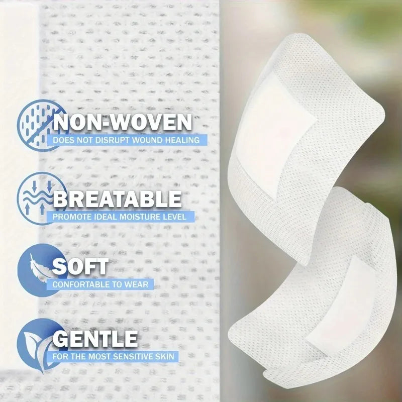 50pcs Large Hypoallergenic Wound Dressing, Non-Woven Medical Adhesive Bandage for First Aid, Breathable Water-Resistant Patch