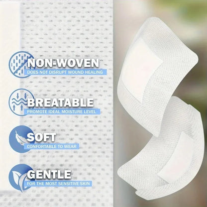 50pcs Large Hypoallergenic Wound Dressing, Non-Woven Medical Adhesive Bandage for First Aid, Breathable Water-Resistant Patch