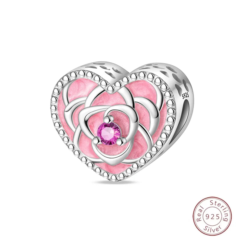 Spring Day 925 Sterling Silver Sunflower Azalea Peony Butterfly Flower Charms Beads Fit 3mm Bracelets DIY Fine Jewelry Making