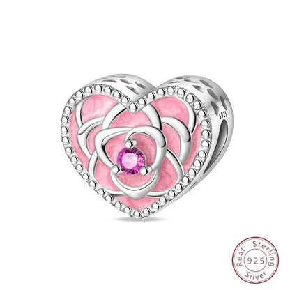 Spring Day 925 Sterling Silver Sunflower Azalea Peony Butterfly Flower Charms Beads Fit 3mm Bracelets DIY Fine Jewelry Making