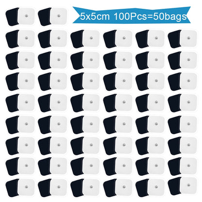 5*5cm Electrode Pads White Black Tens Machine Reusable EMS Acupuncture Body Muscle Massager Sticker Accessories Adhesive Patch