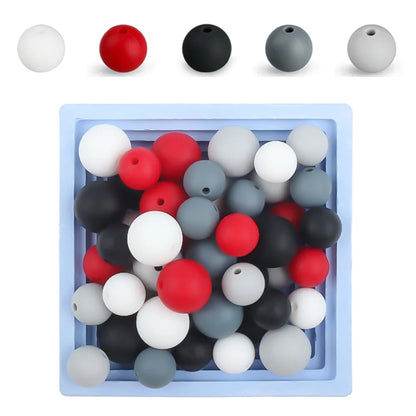 50Pcs/Lot 15mm 9mm 12mm Silicone Beads for DIY KeyChains Jewelry Making Pen Necklace Bracelet Round Loose Beads Choose Color