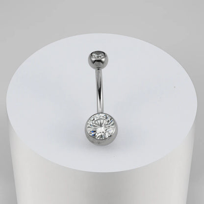 Right Grand Implant Grade Titanium 14G Internally Threaded Press Fit Clear Curved Belly Button Rings