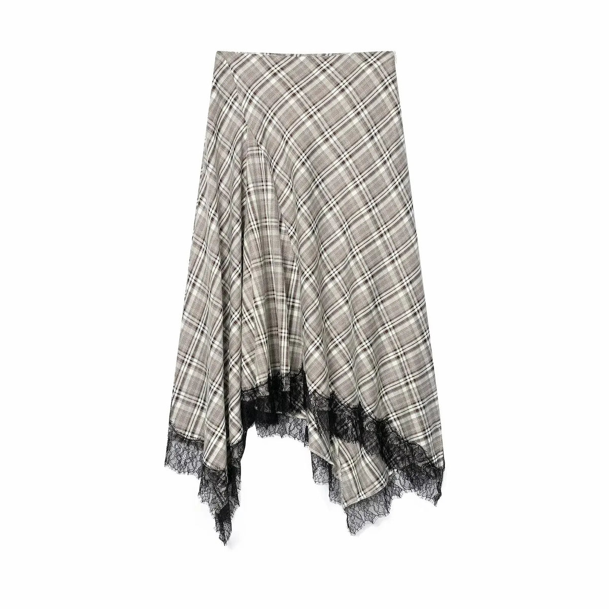 Women Vintage Chic Midi Skirt Elegant Women Plaid Lace Long Skirt New Summer  Commute Dinner Party Lady Skirt