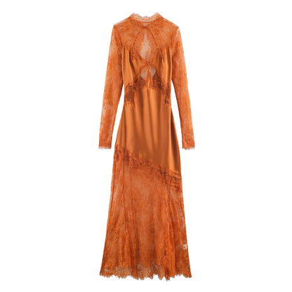TFMLN Autumn New Women Lace Bodycon Dress Sexy Hollow Out Slim Fit Long Sleeve Party Night Out Dress Elegant Ladies Outfit