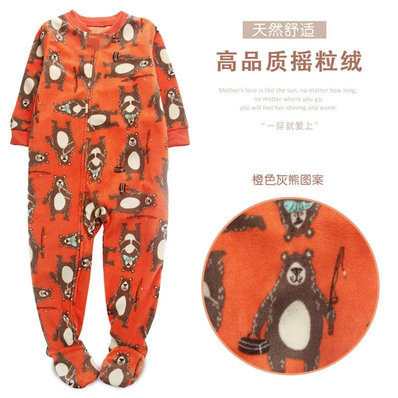 One-Piece Pajamas for Children Aged 3-10, Pajamas for Boys and Girls, Fleece One-Piece Suits, Soft and Warm
