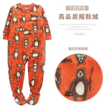 One-Piece Pajamas for Children Aged 3-10, Pajamas for Boys and Girls, Fleece One-Piece Suits, Soft and Warm