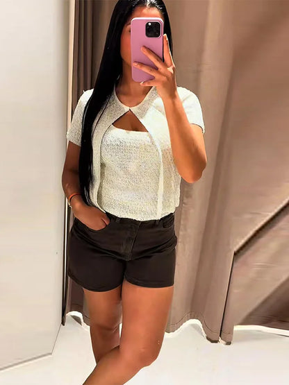 Women's Tank Tops Knitted Sequined Vests Summer Female Square Collar Sleeveless Backless Bodycon Crop Top Chic Lady Knitwear New