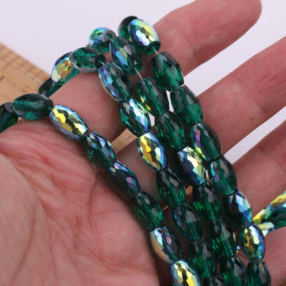 10pcs 12x8mm Oval Cylinder Faceted Cut Crystal Glass Loose Crafts Beads for Jewelry Making DIY