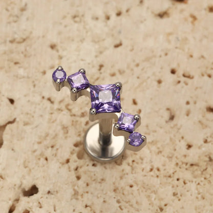 ASTM F136 Titanium Princess Arch Square CZ Helix Piercing Labret Tragus Conch Earrings Lobe Lip G23 TItanium Nose Body Jewelry