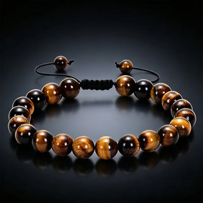 Multiple Style 8mm Natural Tiger Eyes Lava Rock Protection HANDMADE Bracelet Men's Gift