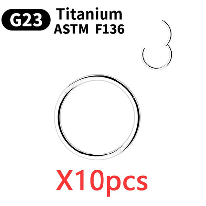 10/50Pcs Wholesale Hoop Earring G23 Titanium Nose Ring For Women Piercing Jewelry Lip Ear Ring Hoop Mixed Color Body Clips Hinge