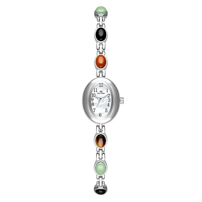 High-end Luxury Women's Watches Gold Emerald Gemstone Waterproof Oval Elegant Quartz Women's Watch Accessories for Women 2025
