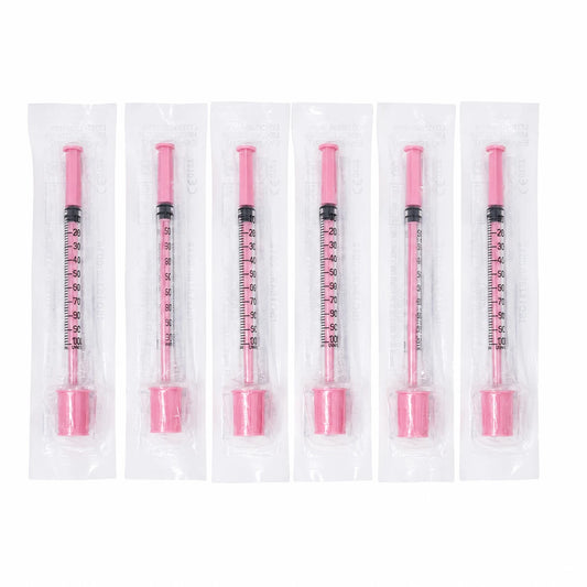 100Pcs/Box Beauty 1ml Pink Insulin Syringe 30G/31G Needle 8mm EO Gas Sterilized in Blister Pack for Beauty Machine Tools