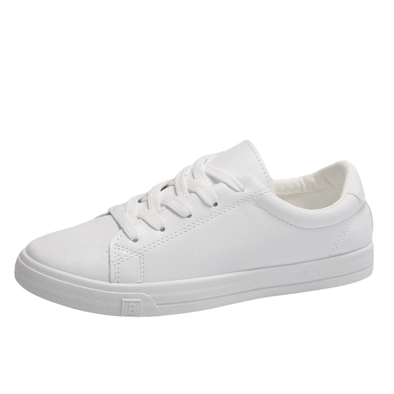 Women Sneakers Breathable Students Casual Sports Shoes Girl Flat Leather Pu White Shoes Woman Vulcanize Shoes