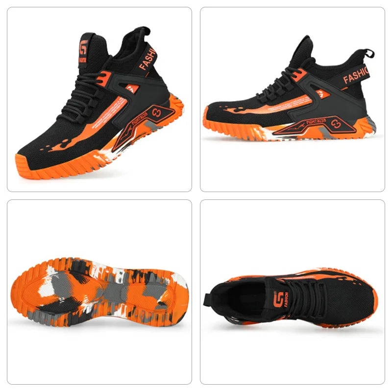 High Top Safety Shoes Men Steel Toe Work Shoes Men Anti-Puncture Safety Shoes Woman Work Safety Boots Man Indestructible Shoes