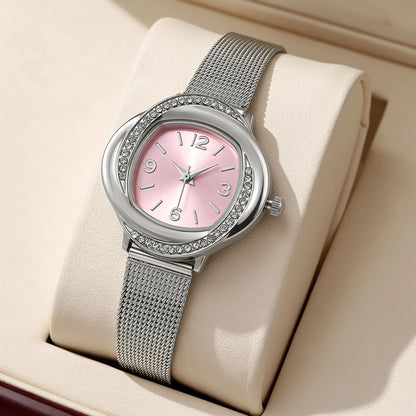 Casual Fashion Alloy Mesh Temperament Women Ladies Luxury Quartz Watches Anniversary Gift