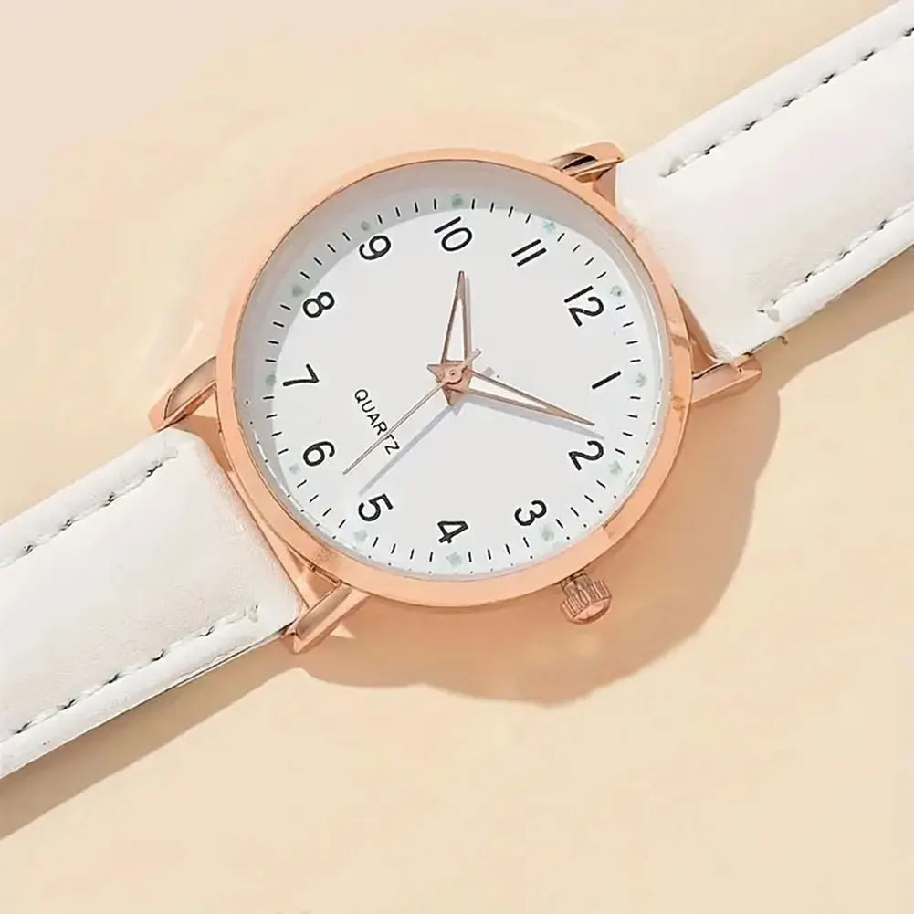Matte Leathet Luminous-Quartz Watch Business Casual Glow-In-The-Dark Design Frosted Leather Band Watch