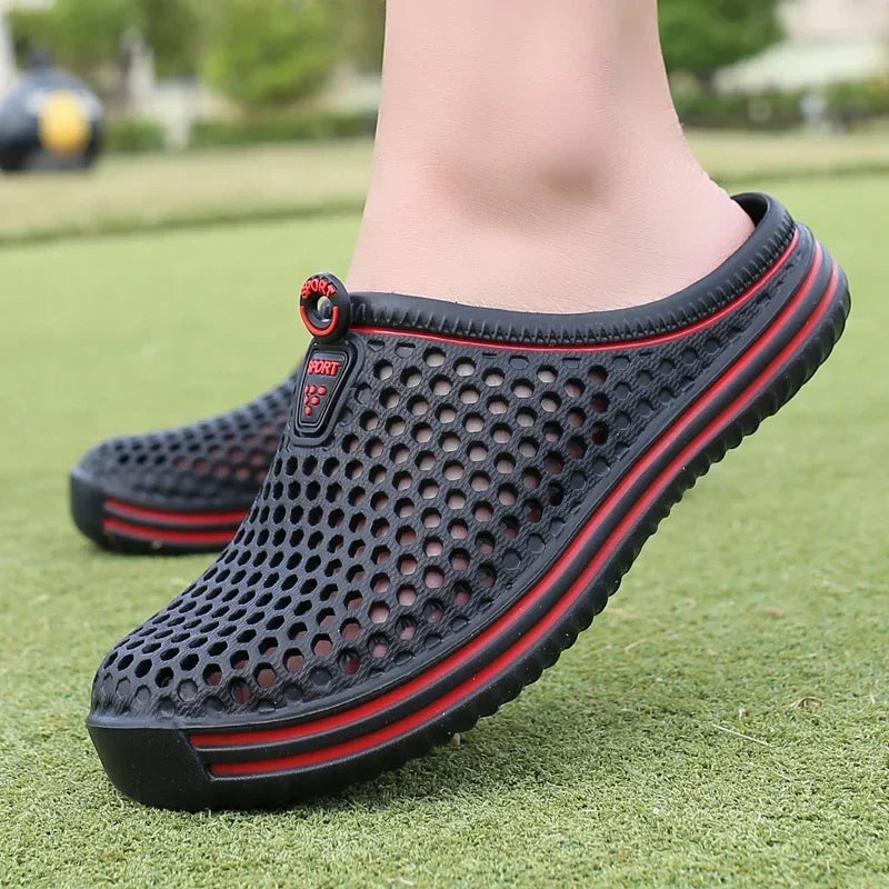 Men Shoes 2024 Beach Slippers Unisex Hollow Out Casual Women Beach Sandal Flip Flops Shoes Non-slip Size 36-45 Mens Slippers