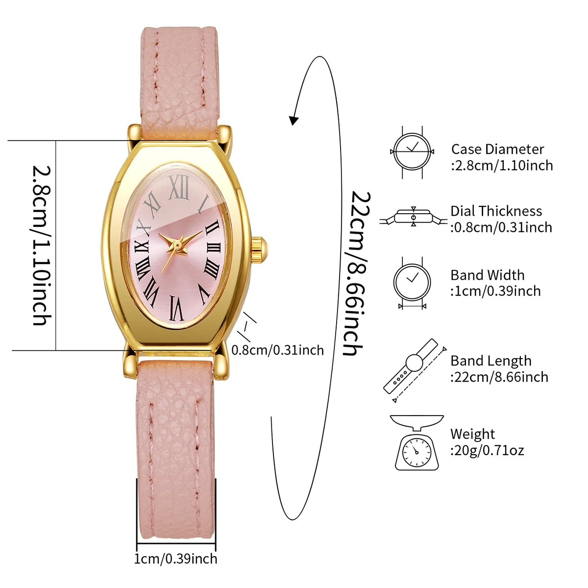 Fashion Roma Dial Women Watches Casual Pink Leather Strap Ladies Dress Wristwatches Clock Gift Relogio Feminino (Without Box)