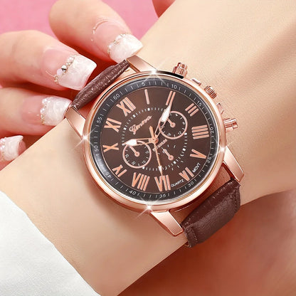 Set of 12 Pieces Fashionable Quartz Watch for Women, Candy Color Roman Numbers, Casual Style, Without Watch Box