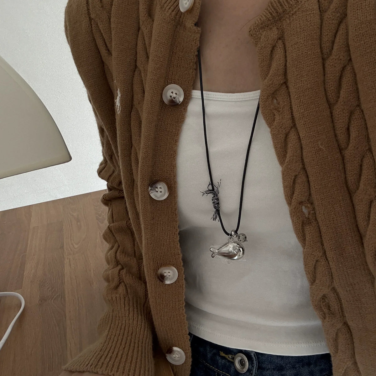 XIYANIKE Cute Golden Fish Braided Rope Adjustable Necklaces For Women Niche Fashion New Sweater Jewelry Accessory Gift Party