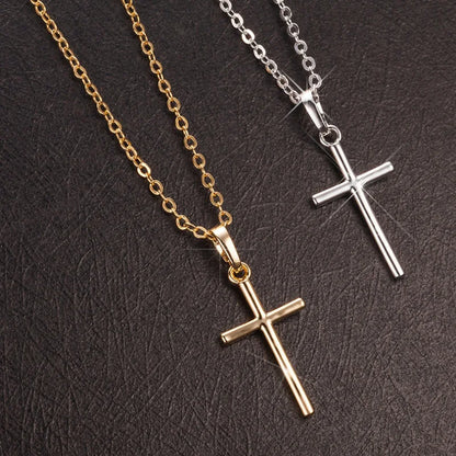 HipHop Fashion Cross Necklace For Women Crystal Zircon Men Necklace  Metal Chains Choker Jesus Pendants Jewelry Gift